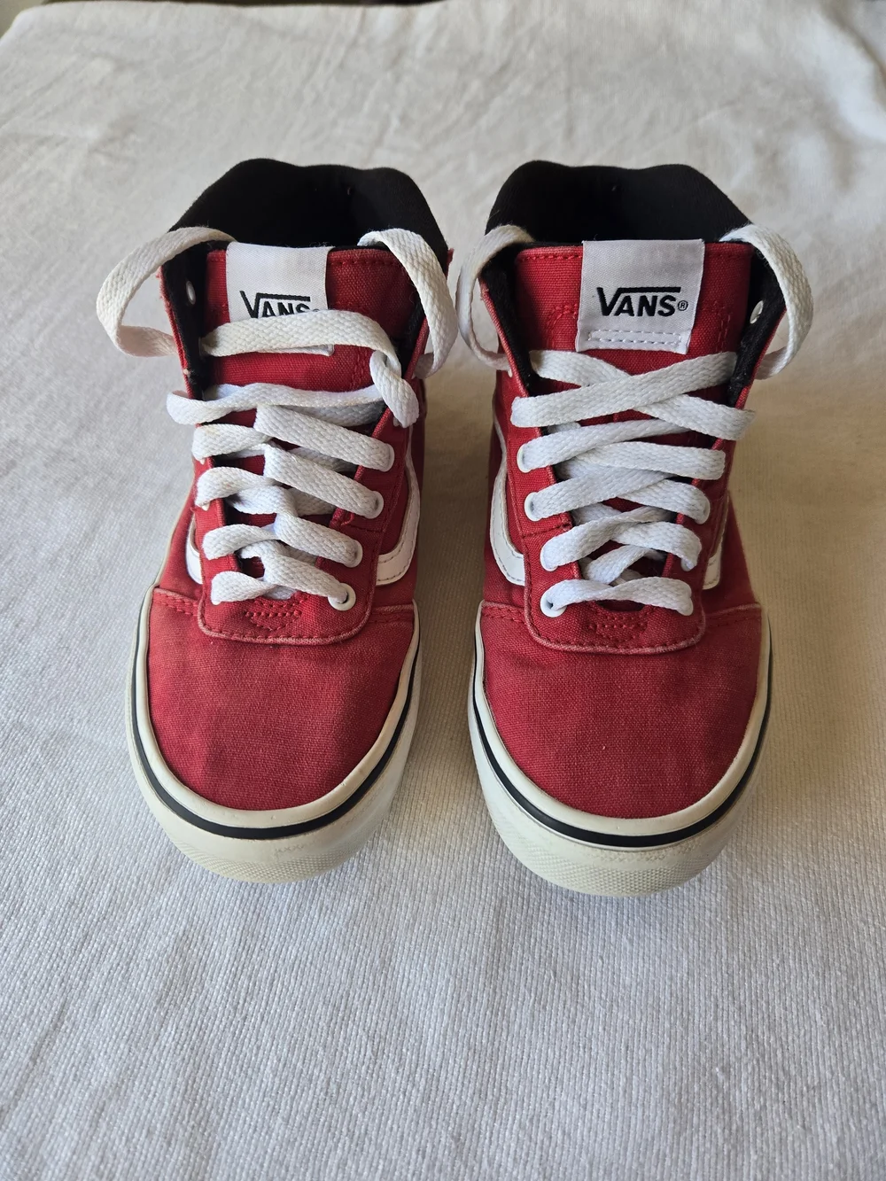 Vans Kids Red & White High-Top Skate Sneakers